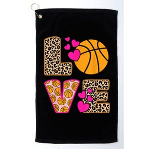 Cute Love Basketball Leopard Print Women Girls Basketball Platinum Collection Golf Towel