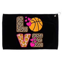 Cute Love Basketball Leopard Print Women Girls Basketball Grommeted Golf Towel