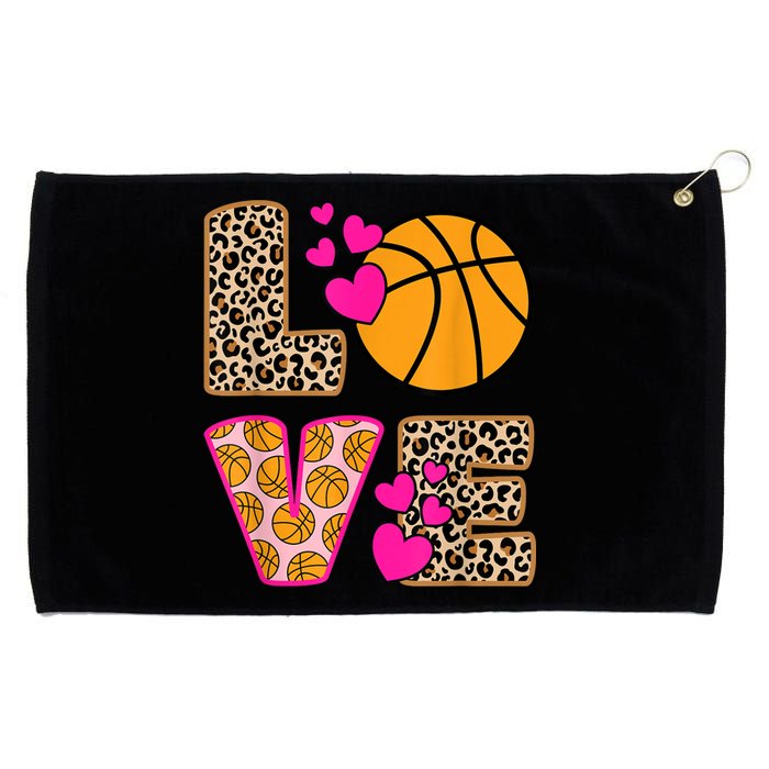 Cute Love Basketball Leopard Print Women Girls Basketball Grommeted Golf Towel