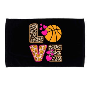 Cute Love Basketball Leopard Print Women Girls Basketball Microfiber Hand Towel