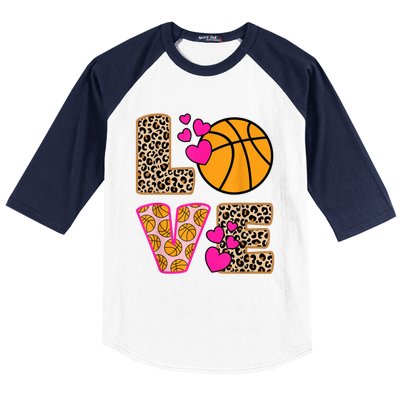 Cute Love Basketball Leopard Print Women Girls Basketball Baseball Sleeve Shirt