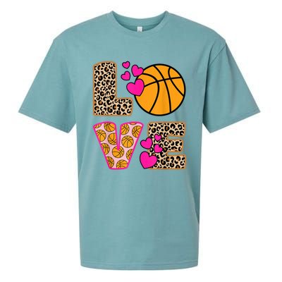 Cute Love Basketball Leopard Print Women Girls Basketball Sueded Cloud Jersey T-Shirt