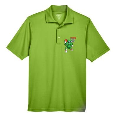 Clover Leprechaun Basketball Dunk St Patricks Day Sport Cool Gift Men's Origin Performance Pique Polo