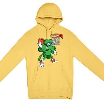 Clover Leprechaun Basketball Dunk St Patricks Day Sport Cool Gift Premium Pullover Hoodie