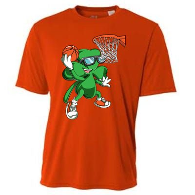 Clover Leprechaun Basketball Dunk St Patricks Day Sport Cool Gift Cooling Performance Crew T-Shirt