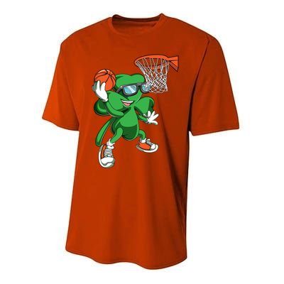 Clover Leprechaun Basketball Dunk St Patricks Day Sport Cool Gift Performance Sprint T-Shirt