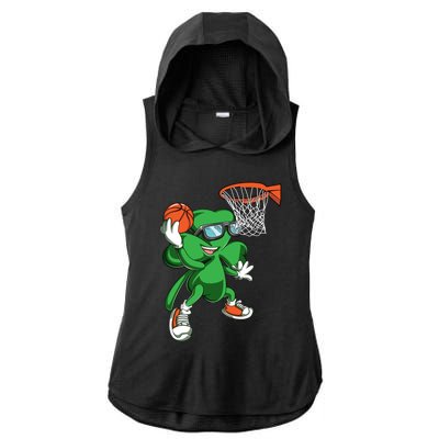 Clover Leprechaun Basketball Dunk St Patricks Day Sport Cool Gift Ladies PosiCharge Tri-Blend Wicking Draft Hoodie Tank