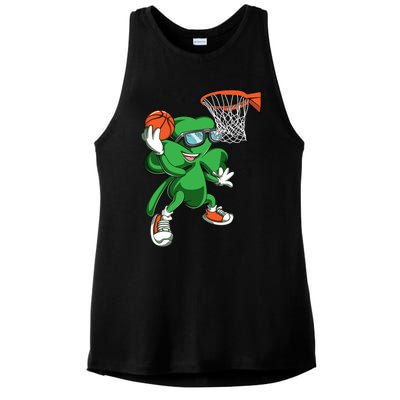 Clover Leprechaun Basketball Dunk St Patricks Day Sport Cool Gift Ladies PosiCharge Tri-Blend Wicking Tank