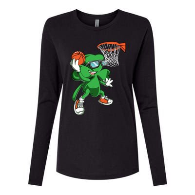 Clover Leprechaun Basketball Dunk St Patricks Day Sport Cool Gift Womens Cotton Relaxed Long Sleeve T-Shirt