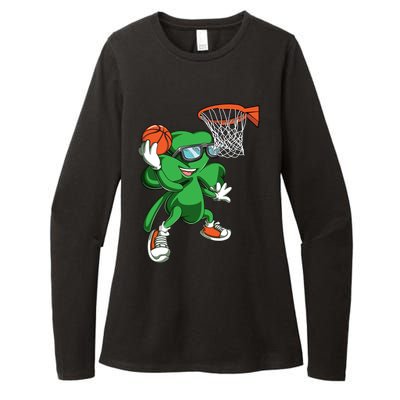 Clover Leprechaun Basketball Dunk St Patricks Day Sport Cool Gift Womens CVC Long Sleeve Shirt