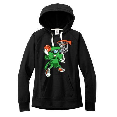 Clover Leprechaun Basketball Dunk St Patricks Day Sport Cool Gift Women's Fleece Hoodie