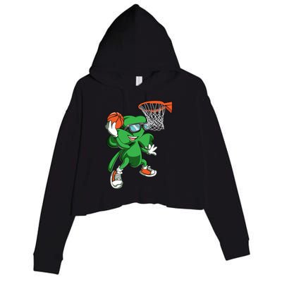 Clover Leprechaun Basketball Dunk St Patricks Day Sport Cool Gift Crop Fleece Hoodie