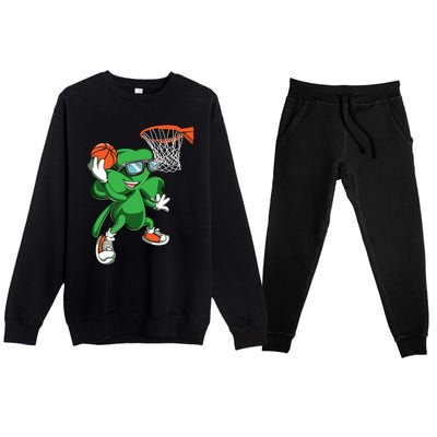 Clover Leprechaun Basketball Dunk St Patricks Day Sport Cool Gift Premium Crewneck Sweatsuit Set