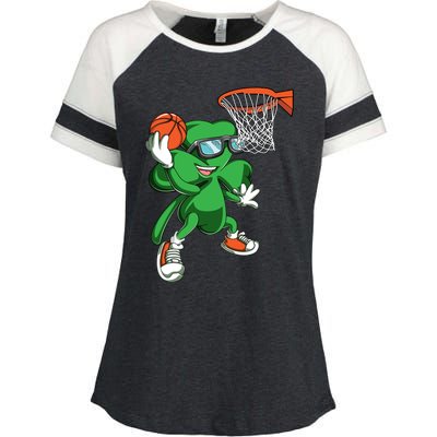 Clover Leprechaun Basketball Dunk St Patricks Day Sport Cool Gift Enza Ladies Jersey Colorblock Tee