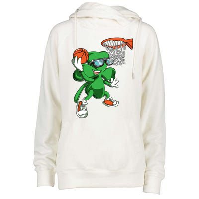 Clover Leprechaun Basketball Dunk St Patricks Day Sport Cool Gift Womens Funnel Neck Pullover Hood