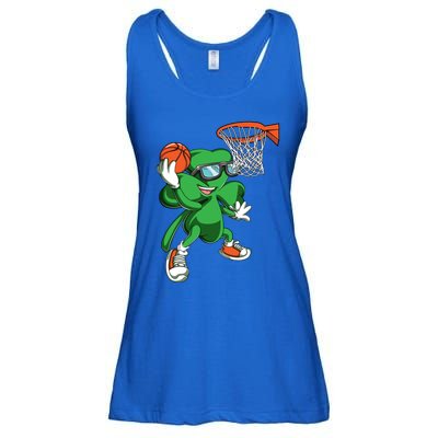 Clover Leprechaun Basketball Dunk St Patricks Day Sport Cool Gift Ladies Essential Flowy Tank