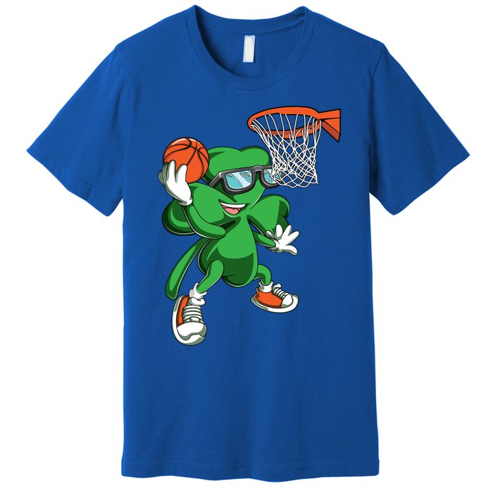 Clover Leprechaun Basketball Dunk St Patricks Day Sport Cool Gift Premium T-Shirt