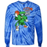 Clover Leprechaun Basketball Dunk St Patricks Day Sport Cool Gift Tie-Dye Long Sleeve Shirt