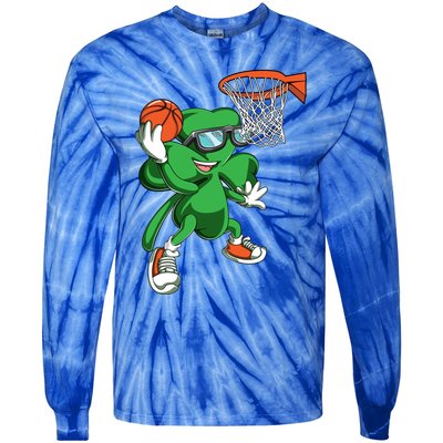 Clover Leprechaun Basketball Dunk St Patricks Day Sport Cool Gift Tie-Dye Long Sleeve Shirt