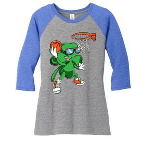 Clover Leprechaun Basketball Dunk St Patricks Day Sport Cool Gift Women's Tri-Blend 3/4-Sleeve Raglan Shirt