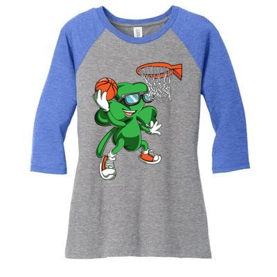 Clover Leprechaun Basketball Dunk St Patricks Day Sport Cool Gift Women's Tri-Blend 3/4-Sleeve Raglan Shirt