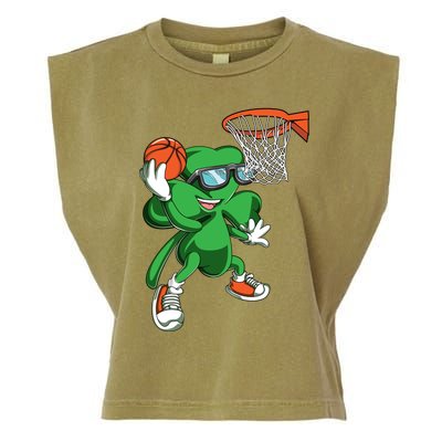 Clover Leprechaun Basketball Dunk St Patricks Day Sport Cool Gift Garment-Dyed Women's Muscle Tee