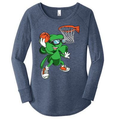 Clover Leprechaun Basketball Dunk St Patricks Day Sport Cool Gift Women's Perfect Tri Tunic Long Sleeve Shirt