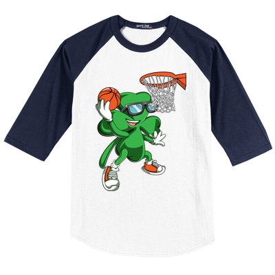 Clover Leprechaun Basketball Dunk St Patricks Day Sport Cool Gift Baseball Sleeve Shirt