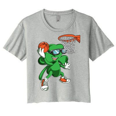 Clover Leprechaun Basketball Dunk St Patricks Day Sport Cool Gift Women's Crop Top Tee