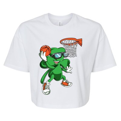 Clover Leprechaun Basketball Dunk St Patricks Day Sport Cool Gift Bella+Canvas Jersey Crop Tee