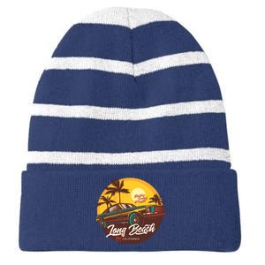 California Long Beach Striped Beanie with Solid Band