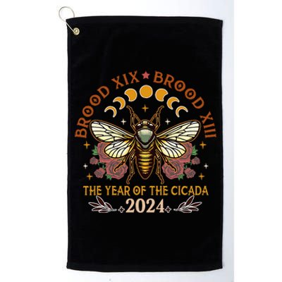 Cicada Lover Brood Xix Brood Xiii Year Of The Cicada 2024 Platinum Collection Golf Towel