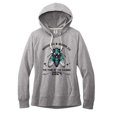 Cicada Lover Brood Xix Brood Xiii Year Of The Cicada 2024 Women's Fleece Hoodie