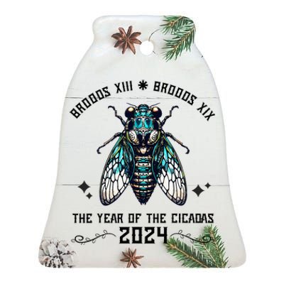 Cicada Lover Brood Xix Brood Xiii Year Of The Cicada 2024 Ceramic Bell Ornament