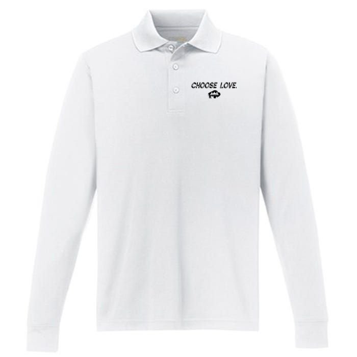 Choose Love Buffalo Stop Hate End Racism Choose Love Performance Long Sleeve Polo