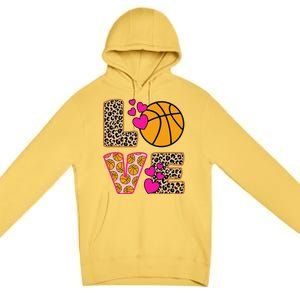 Cute Love Basketball Leopard Print Women Girl Basketball Premium Pullover Hoodie