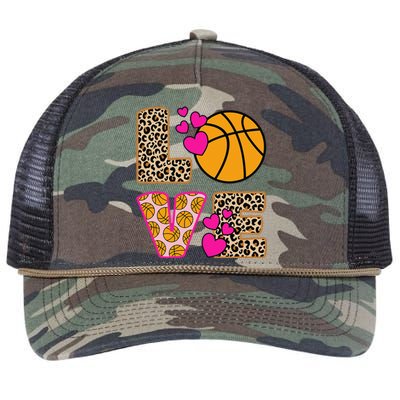 Cute Love Basketball Leopard Print Women Girl Basketball Retro Rope Trucker Hat Cap