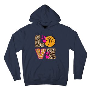 Cute Love Basketball Leopard Print Women Girl Basketball Hoodie