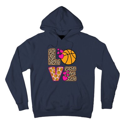 Cute Love Basketball Leopard Print Women Girl Basketball Hoodie