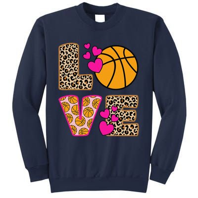 Cute Love Basketball Leopard Print Women Girl Basketball Sweatshirt