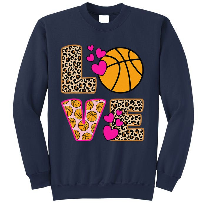 Cute Love Basketball Leopard Print Women Girl Basketball Sweatshirt