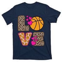 Cute Love Basketball Leopard Print Women Girl Basketball T-Shirt