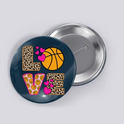 Cute Love Basketball Leopard Print Women Girl Basketball Button