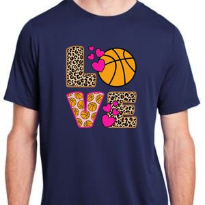 Cute Love Basketball Leopard Print Women Girl Basketball Adult ChromaSoft Performance T-Shirt