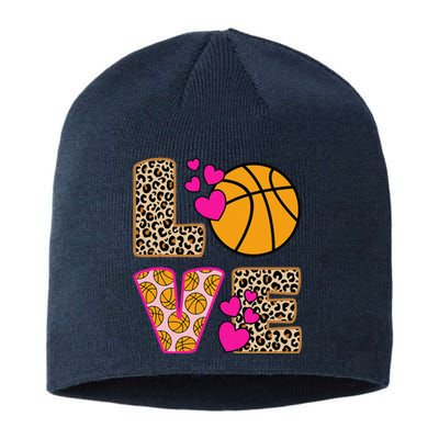 Cute Love Basketball Leopard Print Women Girl Basketball Sustainable Beanie