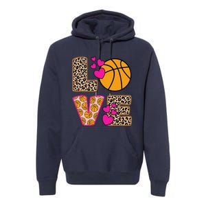 Cute Love Basketball Leopard Print Women Girl Basketball Premium Hoodie