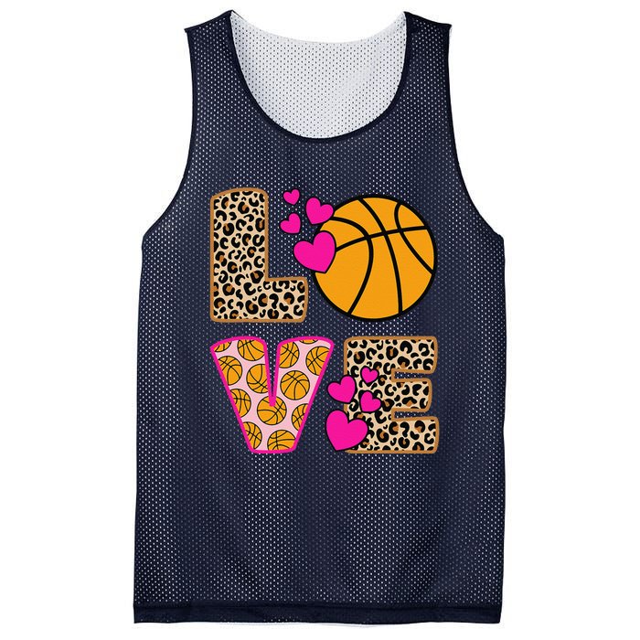 Cute Love Basketball Leopard Print Women Girl Basketball Mesh Reversible Basketball Jersey Tank