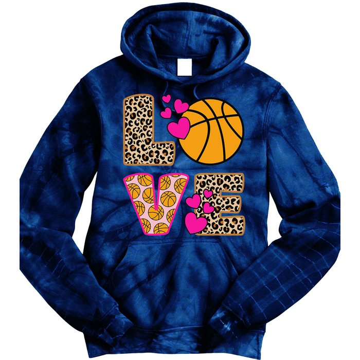 Cute Love Basketball Leopard Print Women Girl Basketball Tie Dye Hoodie