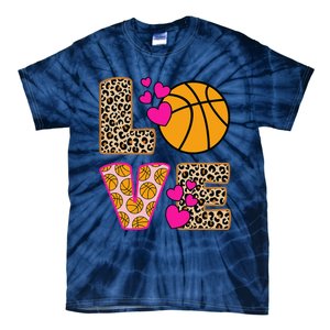 Cute Love Basketball Leopard Print Women Girl Basketball Tie-Dye T-Shirt