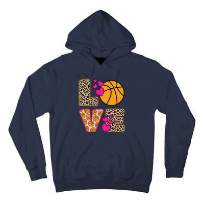 Cute Love Basketball Leopard Print Women Girl Basketball Tall Hoodie